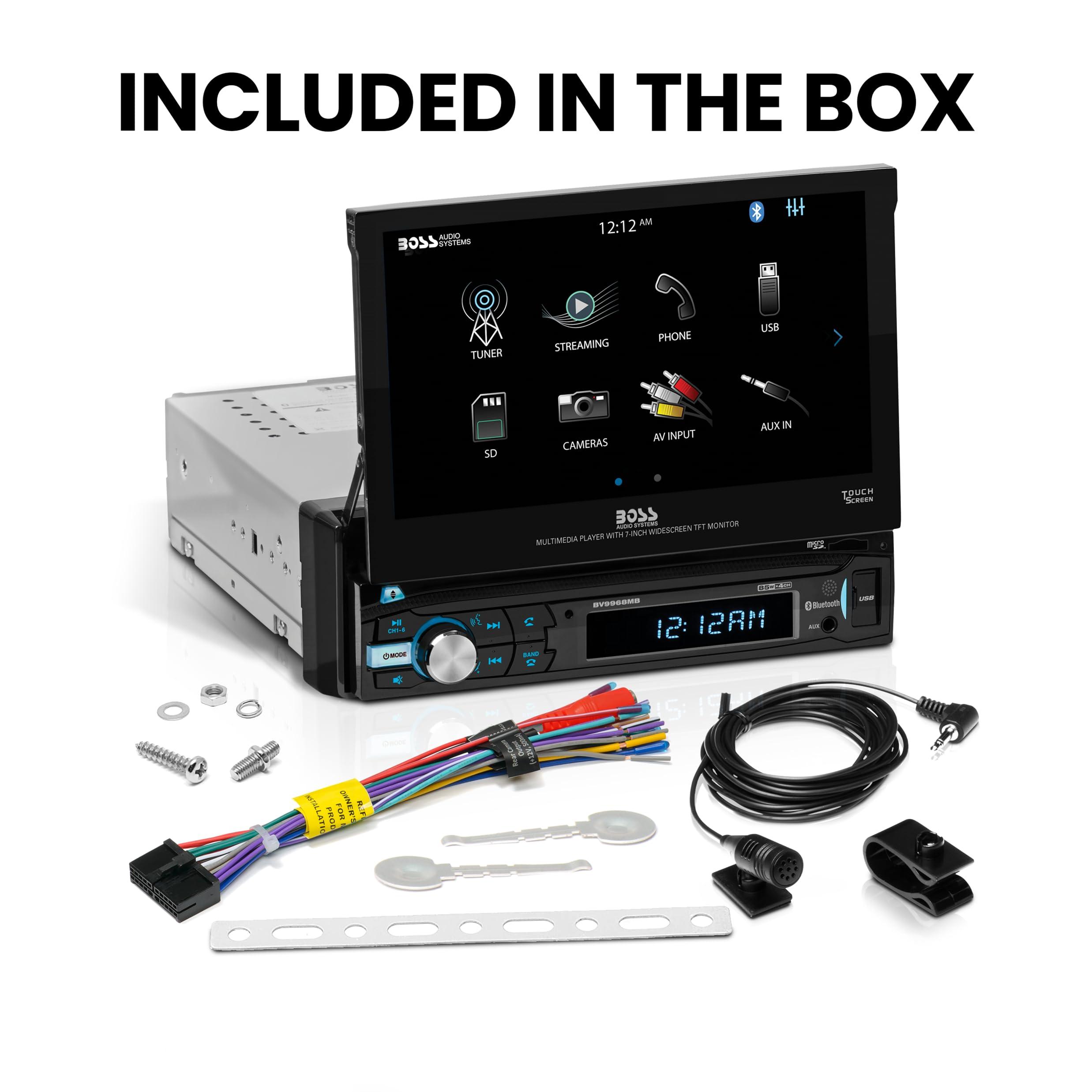 BOSS Audio Systems BOSS Audio Systems BV9968MB Car Stereo System - Single Din 7 Inch Head Unit, Touchscreen, Bluetooth Audio and Hands-Free Calling, AM/FM Radio Receiver, No CD Player, Aux-in, USB
