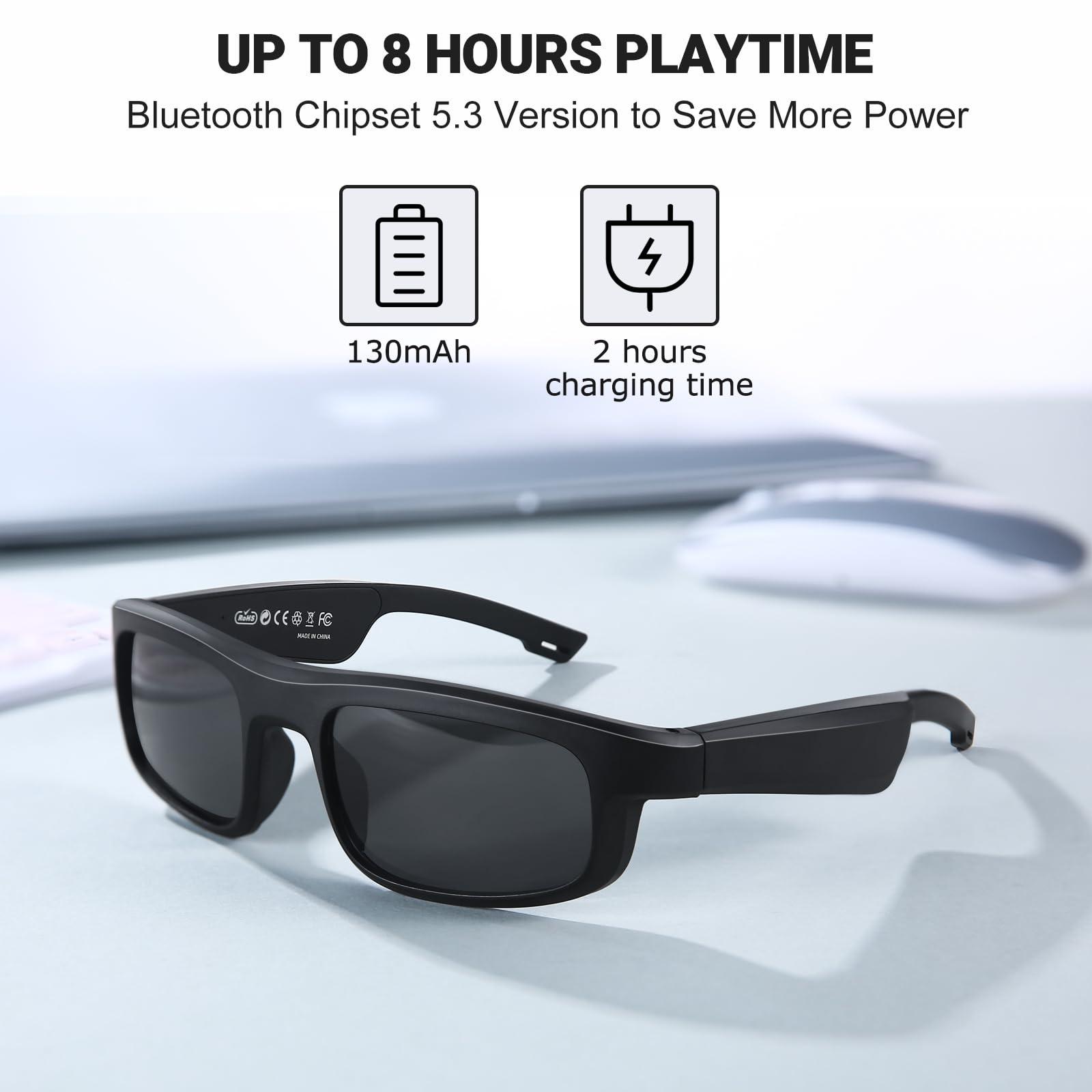 LVTEL LVTEL Smart Glasses, Polarized Bluetooth Sunglasses, Built-in Mic & Speakers, Voice Assistant, UV Protection Audio Sun Glass
