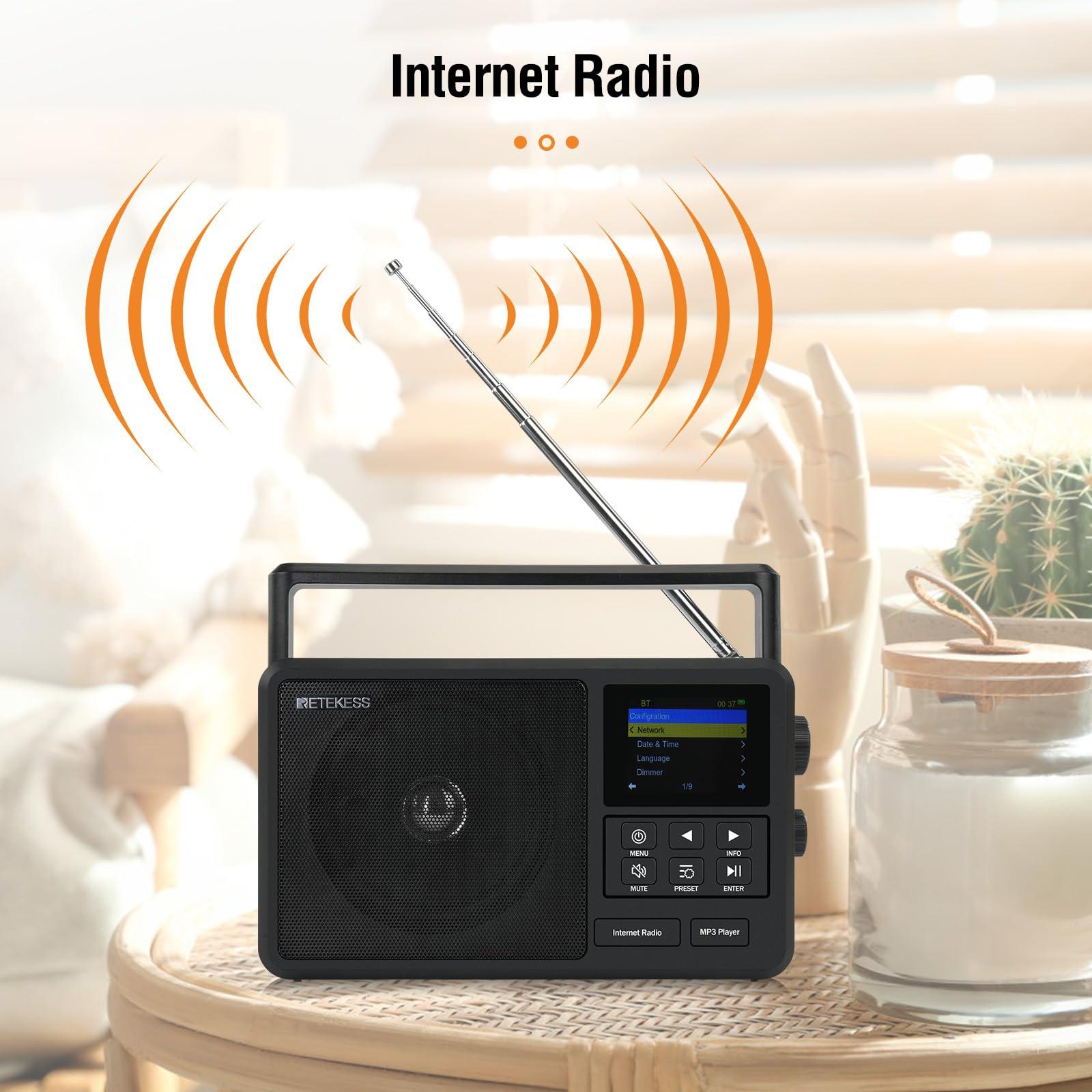 Retekess Retekess TR640 Portable Radio,Internet Radio,Bluetooth Receiver,Thousands of Global Radio Stations,Station Presets and Alarm Clock