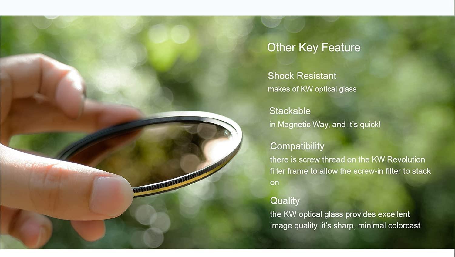 Kase Kase KW Revolution Mega Filter Kit Magnetic Shockproof Tempered Optical Glass w Color Coded Rings inc CPL ND8 ND64 ND1000 R-MCUV Night Lens Cap & Case (72mm)