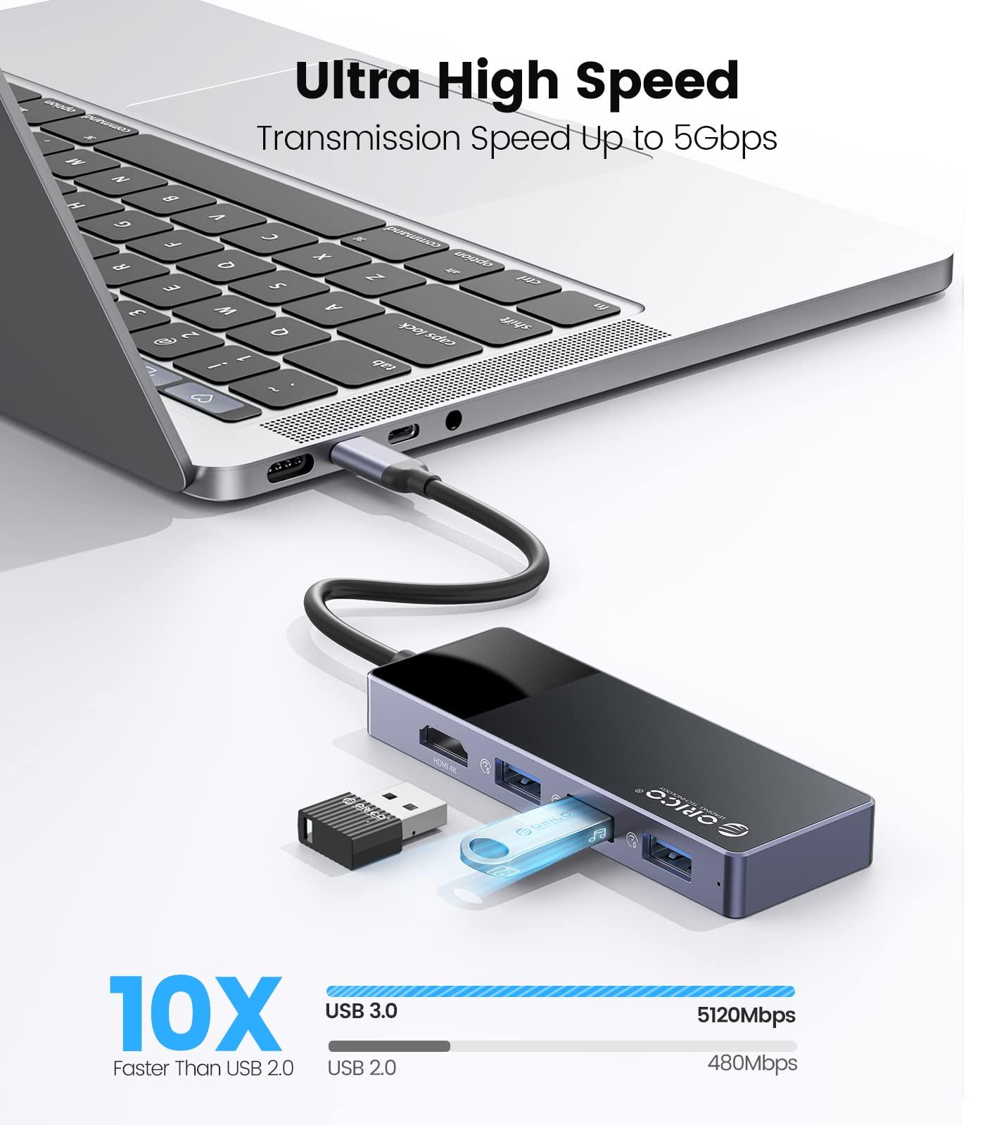 ORICO USB C Hub, ORICO 8 in 1 MacBook Docking Station Multiport Adapter with PD 100WHDMI 4K@30HzUSB-A3.03, SD/TF13.5mm Audio1 Compatible for Dell/Surface/HP/Lenovo Laptops