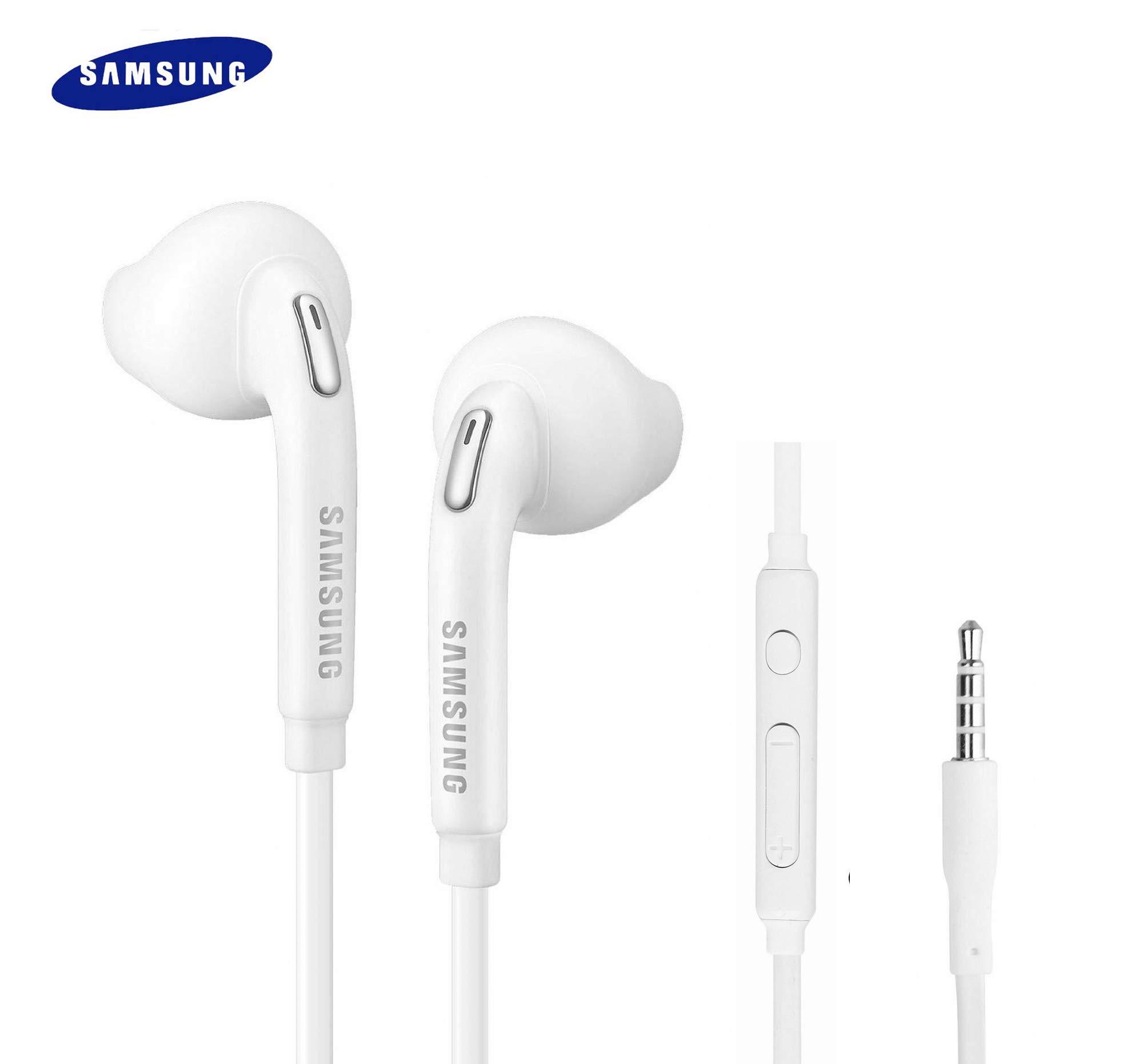 Samsung SAMSUNG Samung Wired Earbuds Original 3.5mm in-Ear Headphones Galaxy S10, S10 Plus, S10e Plus, Note 10, A71, A31 - Microphone & Volume Remote - Includes Black Velvet Carrying Pouch - White