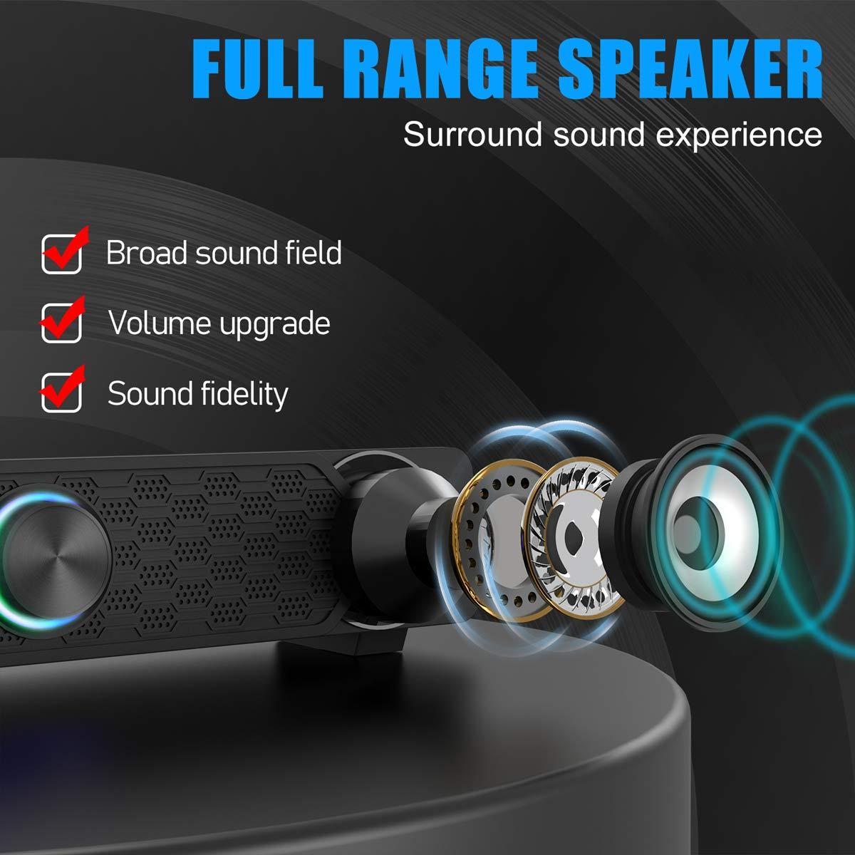 Smalody Smalody Small Computer Speakers for Desktop Gaming Monitor, PC Speakers for Desktop Monitor, Computer Speaker Wired USB Powered, Mini Soundbar with Cool Led Light Effect