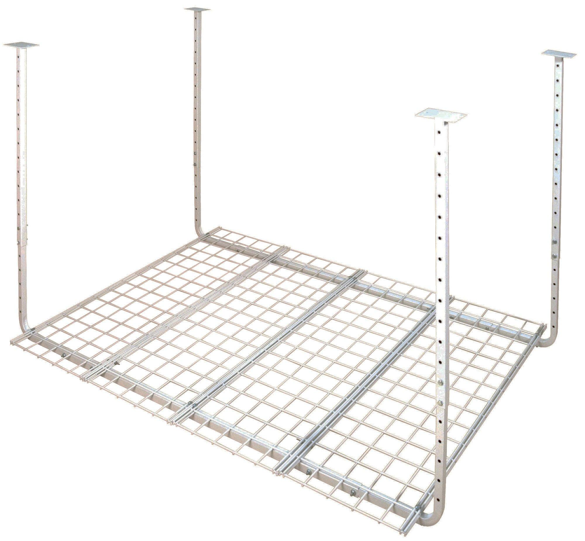 HyLoft HyLoft Overhead Garage Storage Rack, Adjustable Ceiling Storage for Garage, Heavy Duty Steel Garage Storage System, 60-Inch x 45-Inch, White