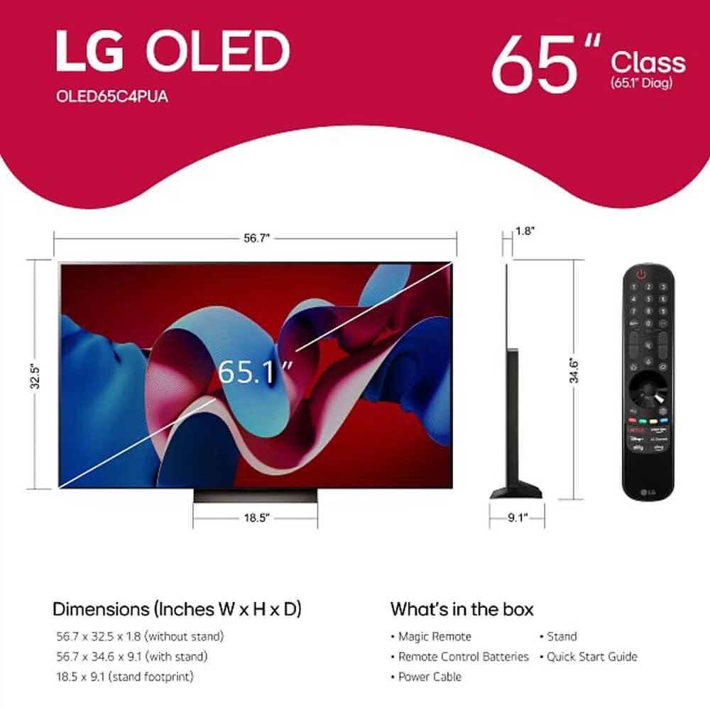 LG LG C3 Series 65-Inch Class OLED evo 4K Processor Smart Flat Screen TV for Gaming with Magic Remote AI-Powered OLED65C3PUA, 2023 with Alexa Built-in (Renewed)