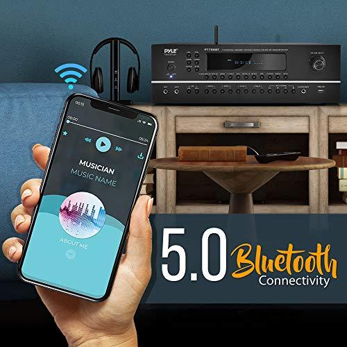 Pyle Pyle 7.1-Channel Hi-Fi Bluetooth Stereo Amplifier - 2000 Watt AV Home Theater Speaker Subwoofer Surround Sound Receiver w/ Radio, USB, RCA, HDMI, MIC IN, Supports 4K UHD TV, 3D, Blu-Ray - PT796BT