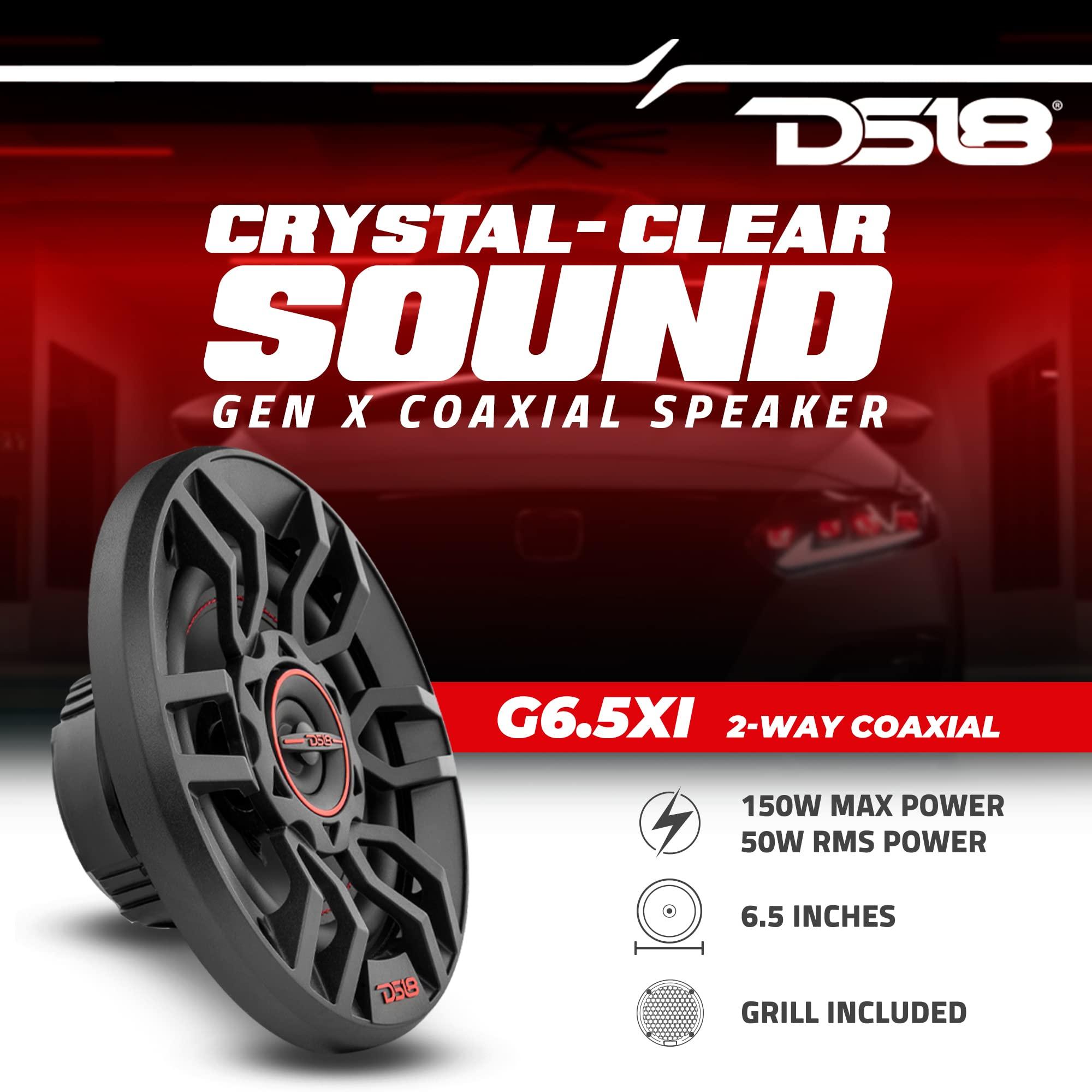DS18 DS18 Car Audio Speakers Bundle - 2X GEN-X 5.25" and 2X GEN-X 6.5" 2-Way Coaxial Speakers 4 Ohm - Mylar Dome Tweeters - Grills Included - Full Range Door Speaker for Stereo Sound System - 4 Speakers