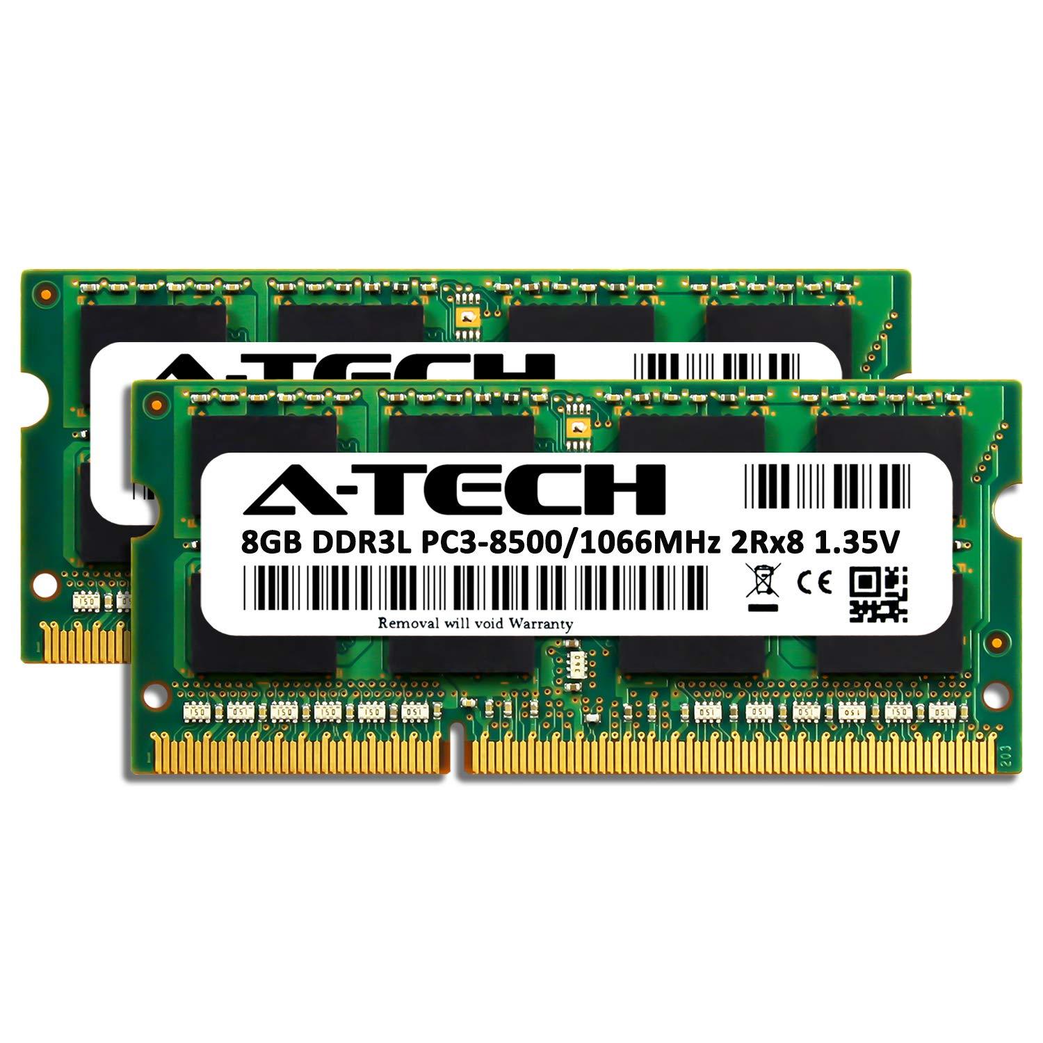 A-Tech A-Tech 16GB (2x8GB) DDR3/DDR3L 1066MHz PC3L-8500 (PC3-8500) CL7 SODIMM 2Rx8 1.35V 204-Pin Non-ECC SO-DIMM Laptop, Notebook RAM Memory Modules