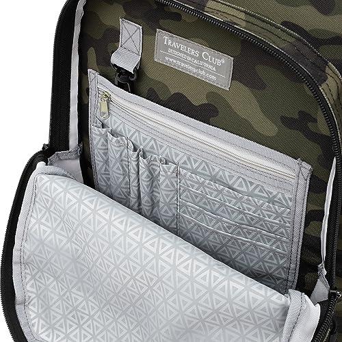 Travelers Club Travelers Club Rolling Backpack, Camo, 20 Inch with Laptop Compartment