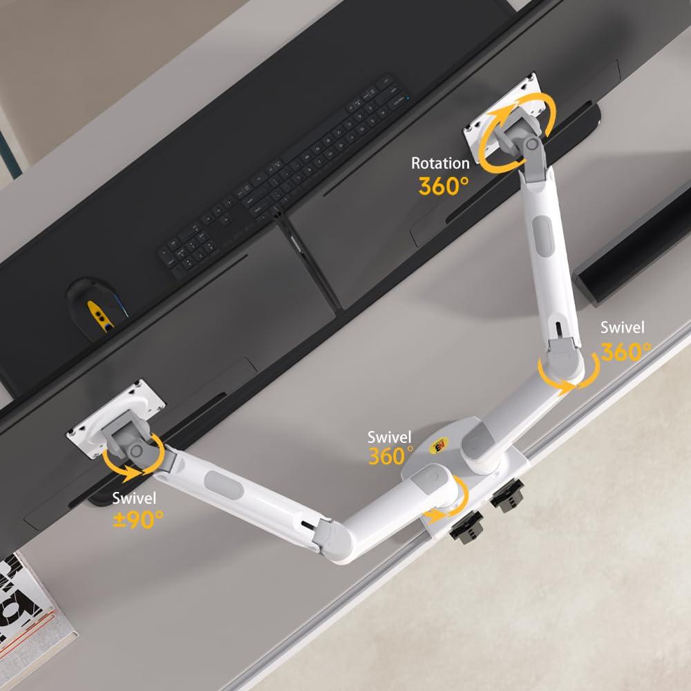NB North Bayou NB North Bayou Dual Monitor Desk Mount Stand Full Motion Swivel Computer Monitor Arm for Two Screens 17-27 Inch with 4.4~19.8lbs Load Capacity for Each Display F160-W