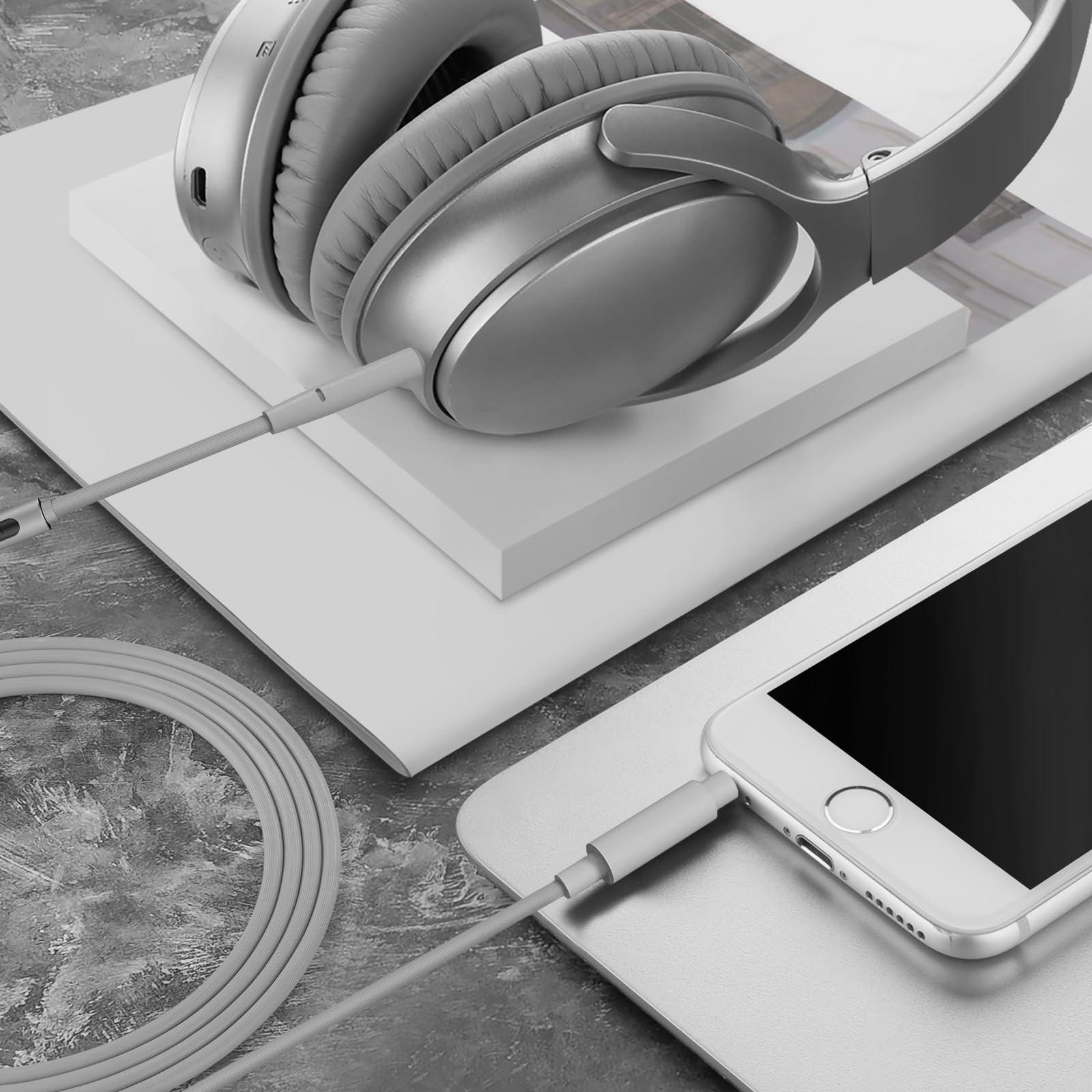 GEEKRIA Geekria Audio Cable with Mic Compatible with Bose QuietComfort SE, QC45, QC35II, QC35, QC25, 700 Cable, 2.5mm Replacement Stereo Cord with Inline Microphone and Volume Control (4 ft / 1.2 m)