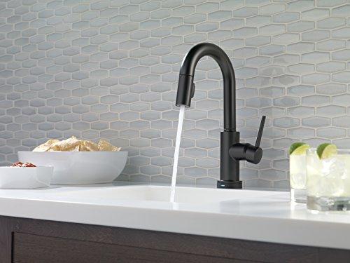 DELTA FAUCET Delta Faucet Trinsic Touch Bar Faucet, Matte Black Bar Faucet, Bar Sink Faucet Single Hole, Wet Bar Faucets with Pull Down Sprayer, Prep Sink Faucet, Touch2O Technology, Matte Black 9959T-BL-DST