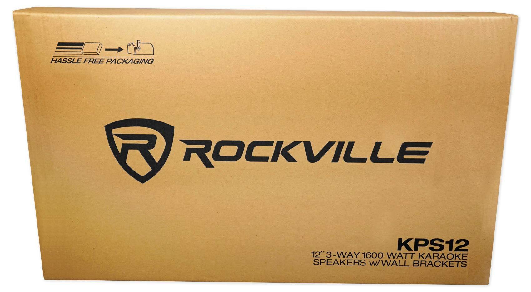 Rockville Rockville Pair KPS12 12" 1600w Speakers w/Wall Mounts for Restaurant/Bar/Cafe