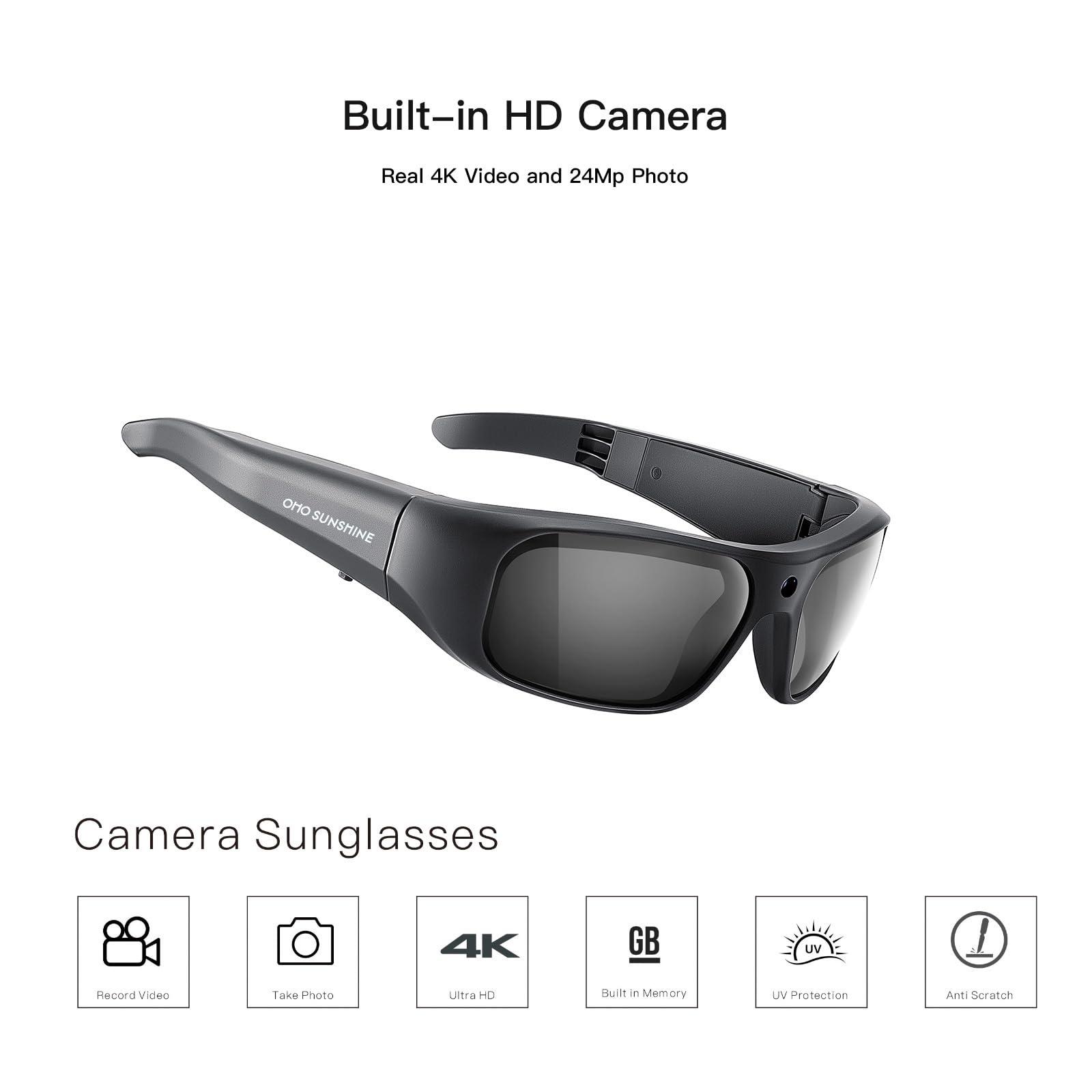 OhO sunshine OhO Camera Glasses,4K Pro 24M Resolution H.265 Smart Glasses with Built-in 512GB Memory,UV400 Sunglasses for Outdoor Sport
