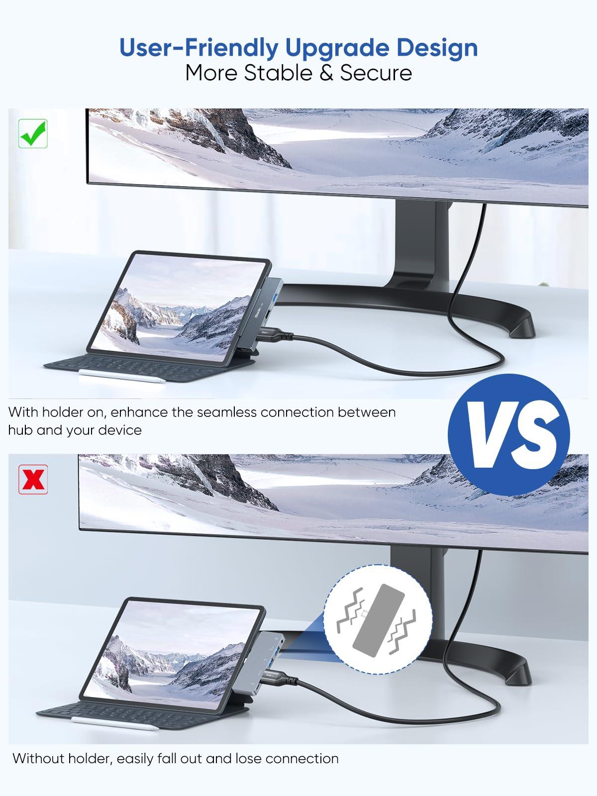 dockteck iPad Pro USB C Hub Multiport Adapter - Dockteck USBC Hub 5 in 1 with 100W PD, 4K 60Hz HDMI, Audio, USB 3.0, USB C Dock with Magnetic Grip for iPad Pro 12.9 2021 2020 2018, iPad Air, iPad Mini 6