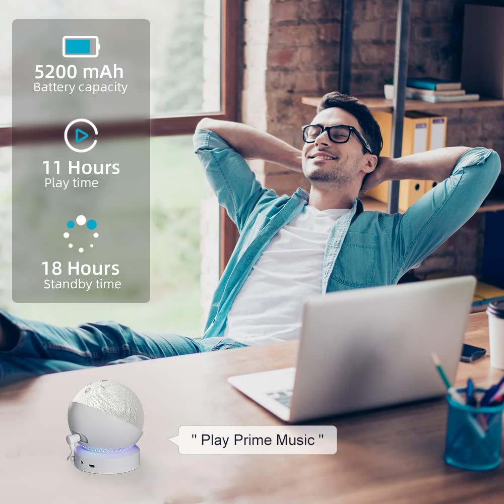 Liboer Liboer Battery Base for Echo Dot 5th Generation Make Echo Dot 5 Portable Echo Dot 5th and Home Mini Stand Accessories, Not Including The Speaker (White)