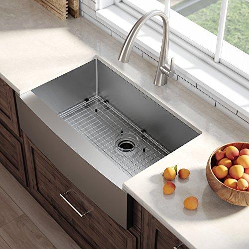 Kraus Kraus KHF200-33 Standart PRO Stainless Steel Sink 33 inch Farmhouse Apron Single Bowl 16 gauge