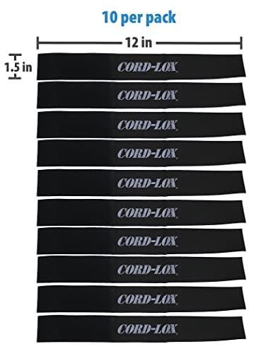 Cord-Lox Cord-Lox Closed-Loop Series Cable Ties - Reusable Cable Straps for A/V, Musicians, Stage and Industrial Uses, Cable Organizer for Electric Cables, Fabricated in USA (Black, 12 x 1.5 inch, 10 pack)