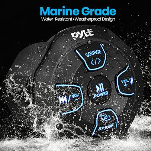 Pyle Pyle Amplified Wireless Bluetooth Audio Controller - 300 Watt Bluetooth Media Button, Waterproof Marine Receiver Remote Control W/Aux, Mount for Car Truck Boat Marine Powersport Vehicles - PLMRBT18