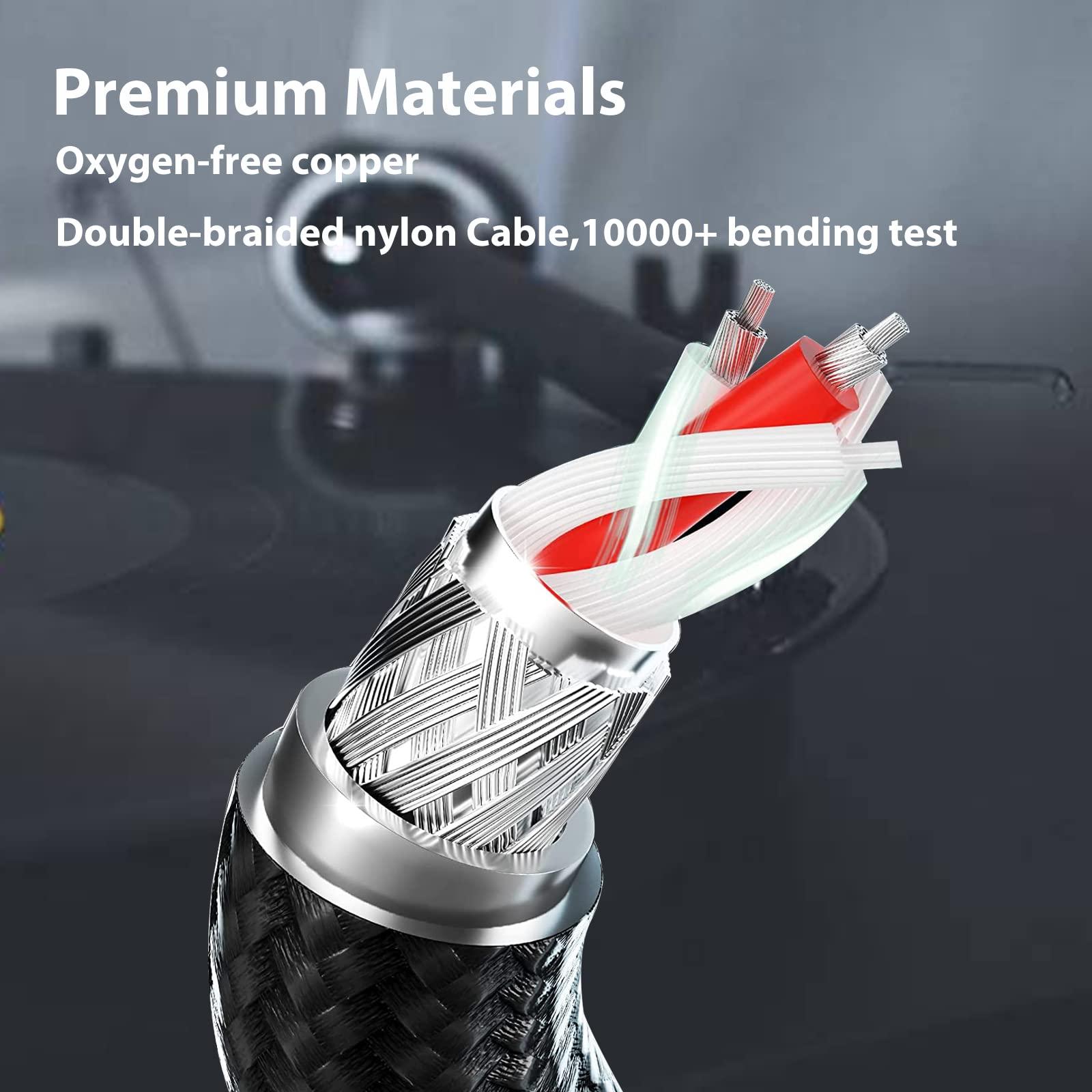 WISYIFIL WISYIFIL 1/4 to 3.5mm Headphone Cable Adapter,TRS 6.35mm Female to 3.5mm Male 1/8 to 1/4 Stereo Audio Adapter,for Headphone, Amplifiers, Guitar, Amp etc. Nylon Braided Cable 1ft (30cm)