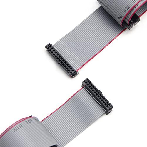 Fielect Fielect 2pcs IDC 20 Pin Connector Gray Wire Flat Ribbon Cable Connector Length 30cm 2.54mm Pitch