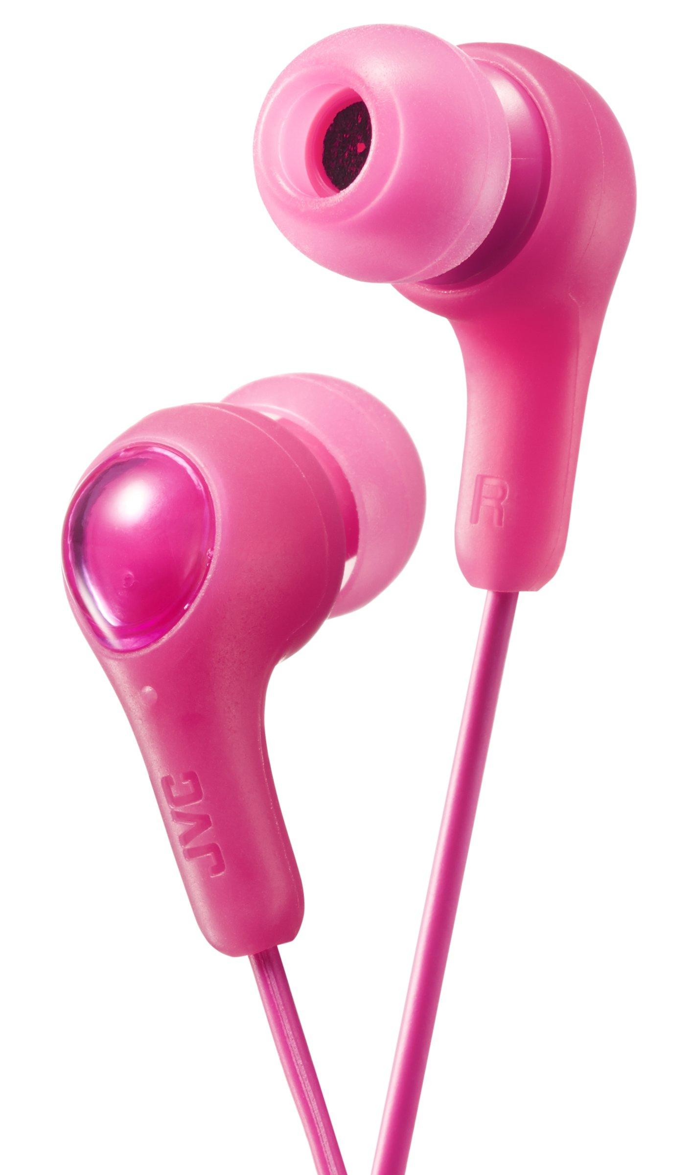 JVC JVC Gumy in Ear Earbud Headphones, Powerful Sound, Comfortable and Secure Fit, Silicone Ear Pieces S/M/L - HAFX7P Pink, 1 Count (Pack of 1)