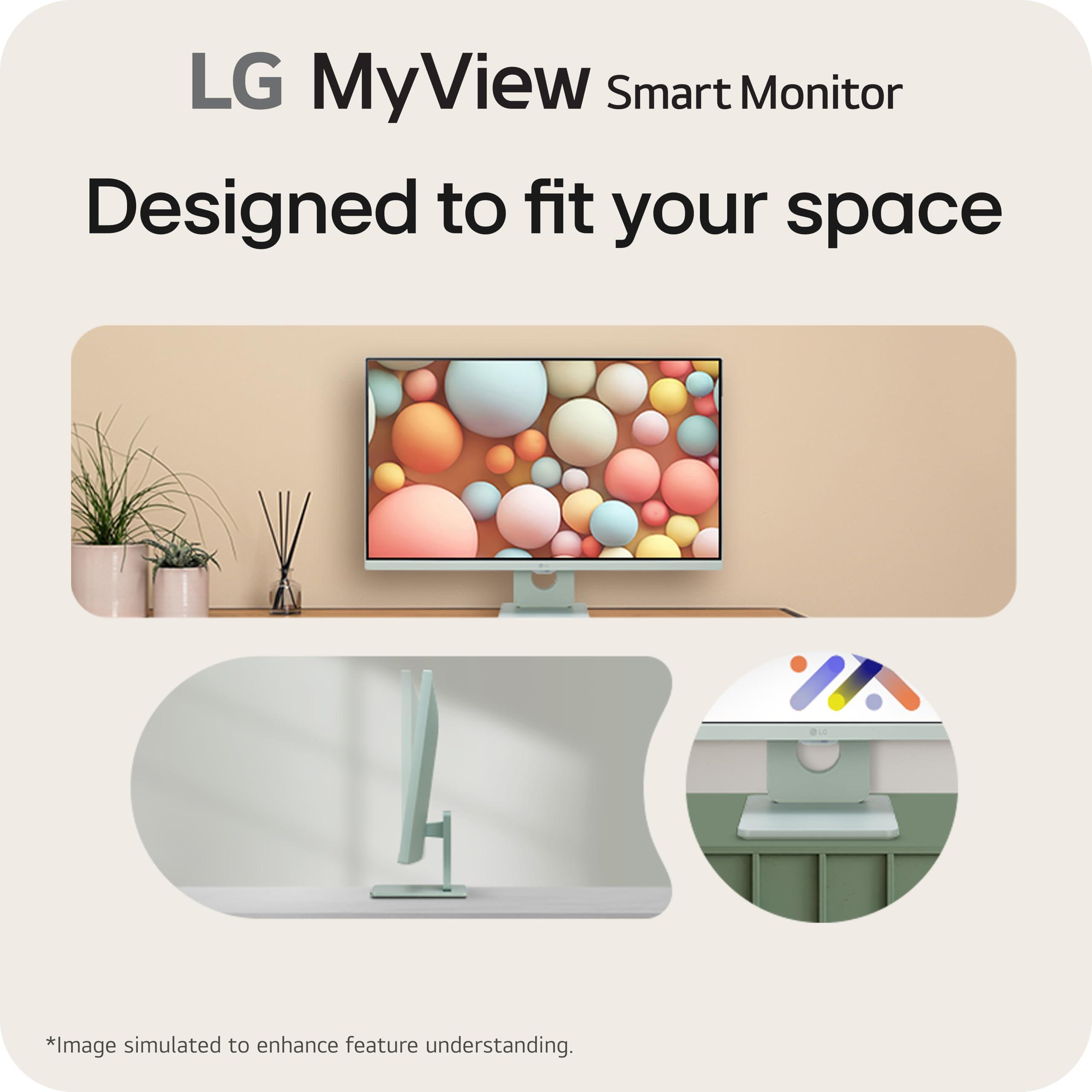 LG LG 27SR50F-G MyView Smart Monitor 27-Inch FHD (1920x1080) IPS Display, webOS 23, HDR 10, x2 Built-in Speakers, AirPlay 2, Screen Share, Bluetooth, ThinQ App, Remote Control, Green