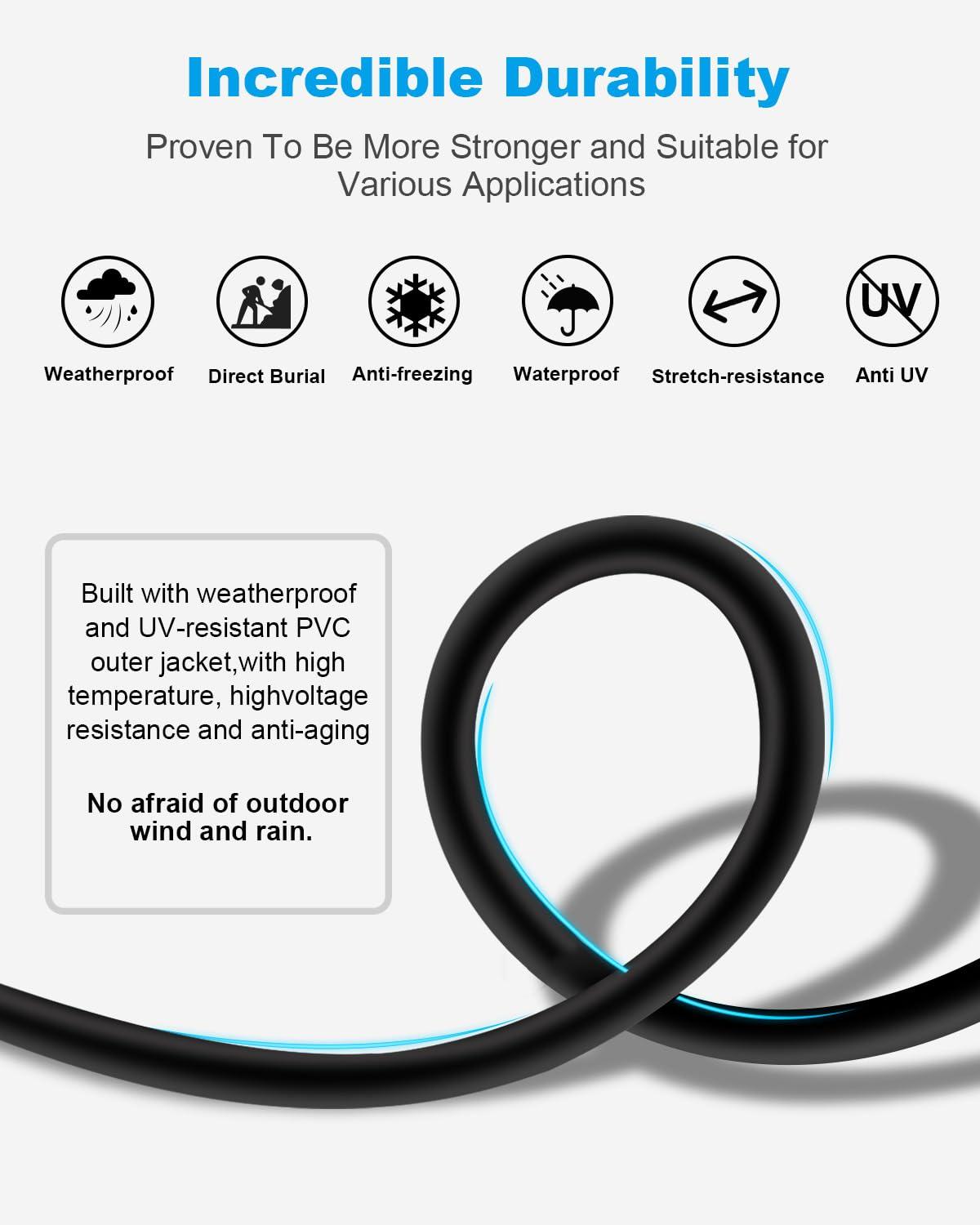 DDMALL DDMALL CAT 8 Ethernet Cable 50 ft, High Speed 40Gbps 2000MHz Internet Cable, Shielded CAT8 Network Patch Cord with Gold Plated RJ45 Connector for Gaming, Router, Modem, X Box, PC (50ft Black)