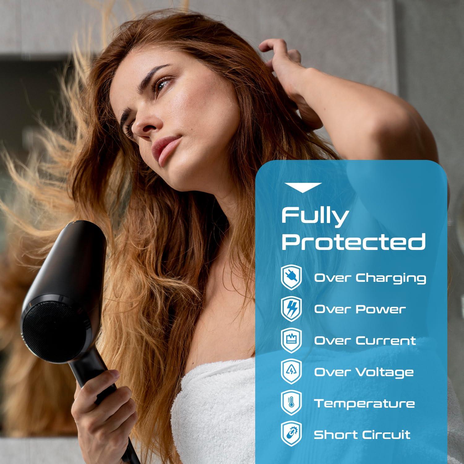 Ceptics Ceptics 2000W Travel Voltage Converter for Hair Dryer & 200W Convert 220V to 110V for Curling Iron, Straightener, Chargers, Step Down World Power 4 USB Charging QC 3.0 SWadApt Type A, B, C, E/F, G, I