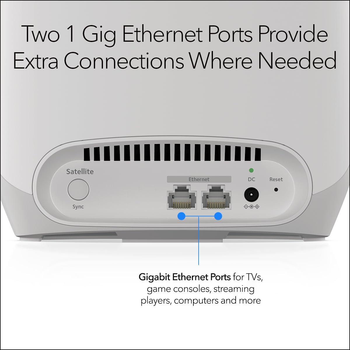 NETGEAR NETGEAR Orbi Whole Home Tri-Band Mesh WiFi 6 Add-on Satellite (RBS760) Works with Your Orbi WiFi 6 System Security Features - Adds Coverage up to 2,500 sq. ft. - AX5400 up to 5.4 Gbps