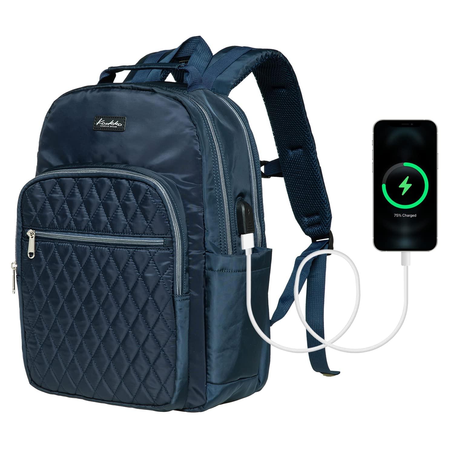 KAUKKO KAUKKO Women Laptop Backpacks for 14" Notebook Casual Computer Bag Stylish Pattern Daypack for Work Travel Business 27NAVY,11.8L