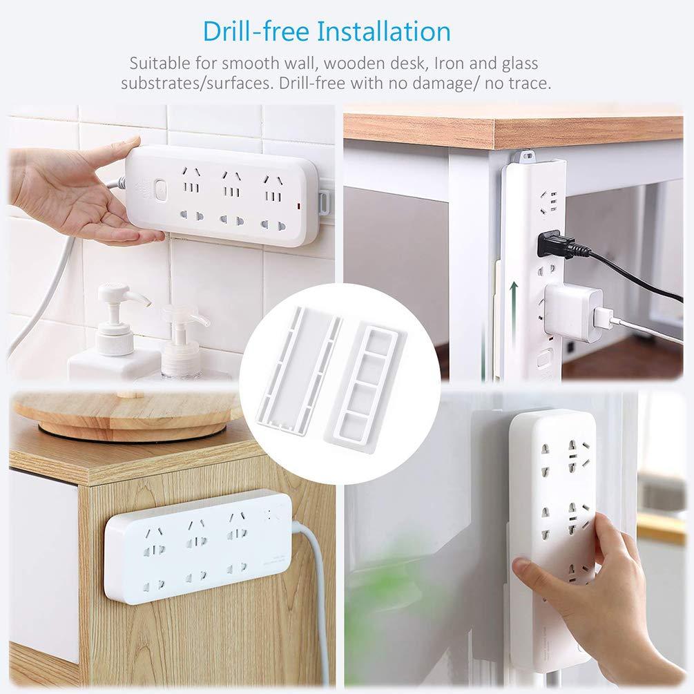 Color Land 3 Pcs Surge Protector Wall Mount Power Strip Holder, Self Adhesive Fixator Punch Free