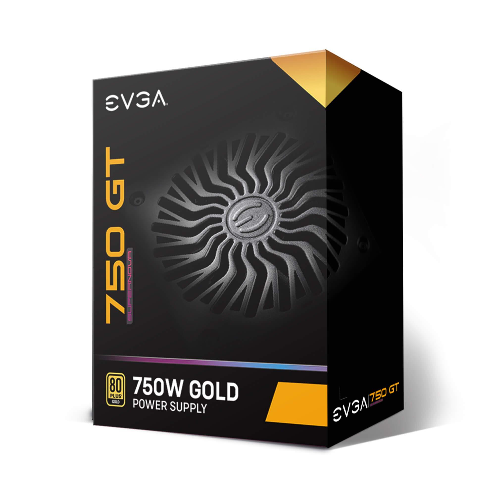 EVGA EVGA 750 GT, 80 Plus Gold 750W, Fully Modular, Auto Eco Mode with FDB Fan, 100% Japanese Capacitors, 7 Year Warranty, Includes Power ON Self Tester, Compact 150mm Size, Power Supply 220-GT-0750-Y1