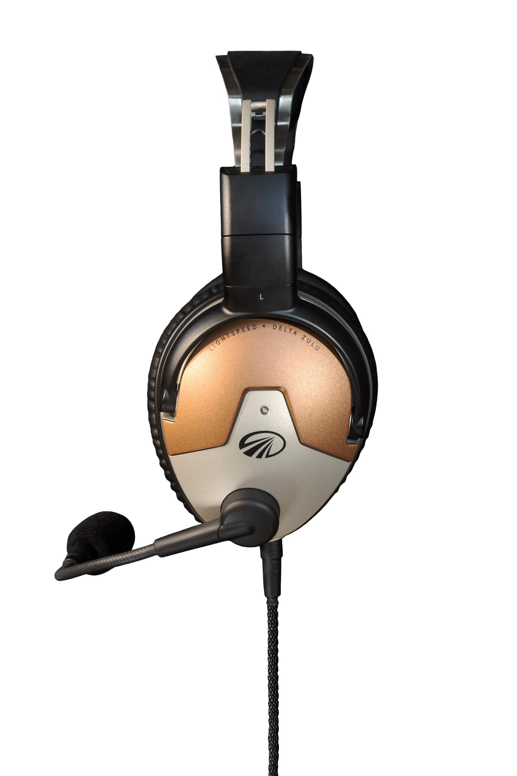 LIGHTSPEED Lightspeed Delta Zulu ANR Aviation Headset - Premium Noise Canceling Bluetooth Headset for Pilots with Built-in Carbon Monoxide Monitoring and Personalized EQ (Panel Power 6-Pin Plug)