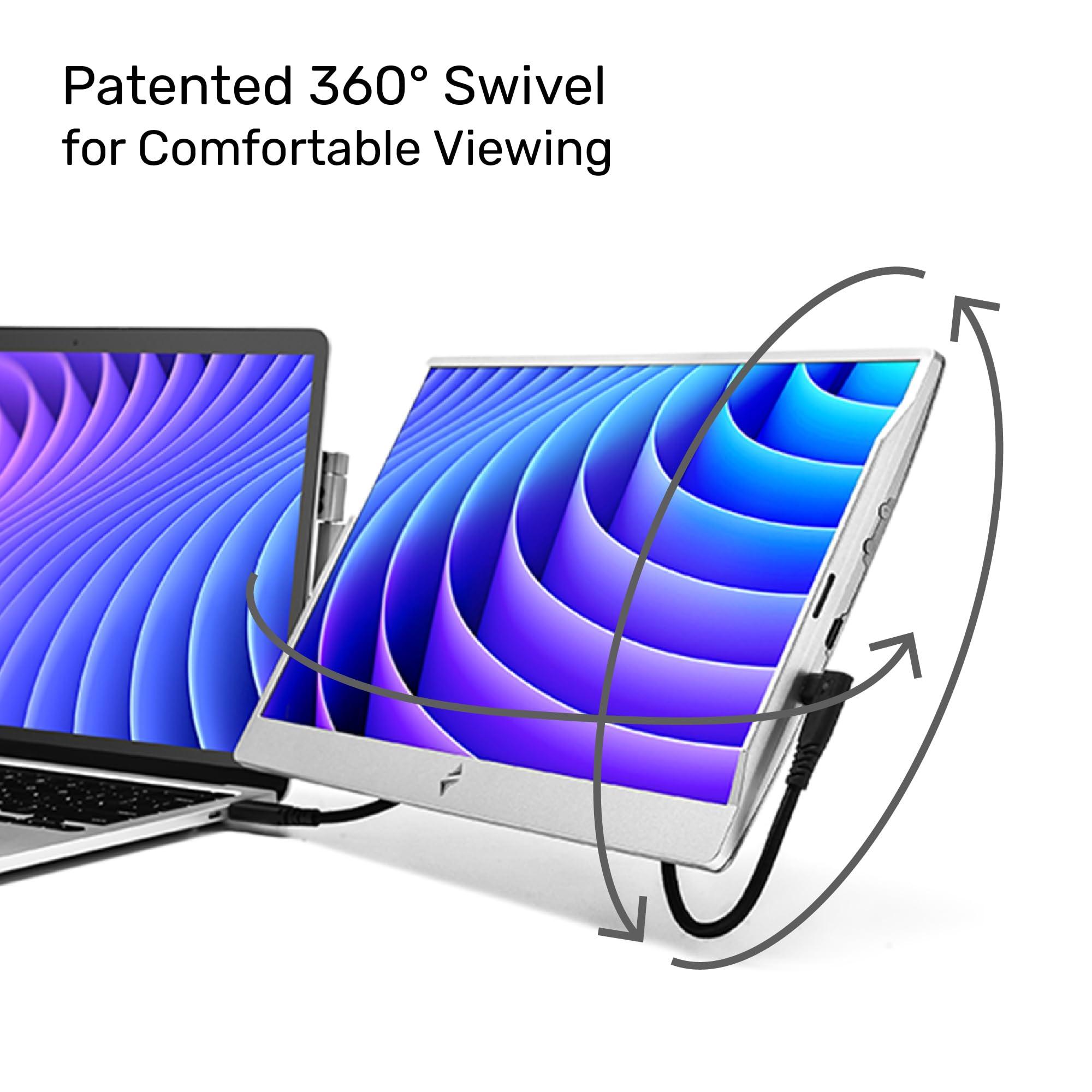 SideTrak SideTrak Swivel 14" Patented Attachable Portable Monitor for Laptop | FHD TFT Laptop Dual Screen | Mac, PC & Chrome Compatible | Fits All Laptops | Powered by USB-C or Mini HDMI (Light Silver)