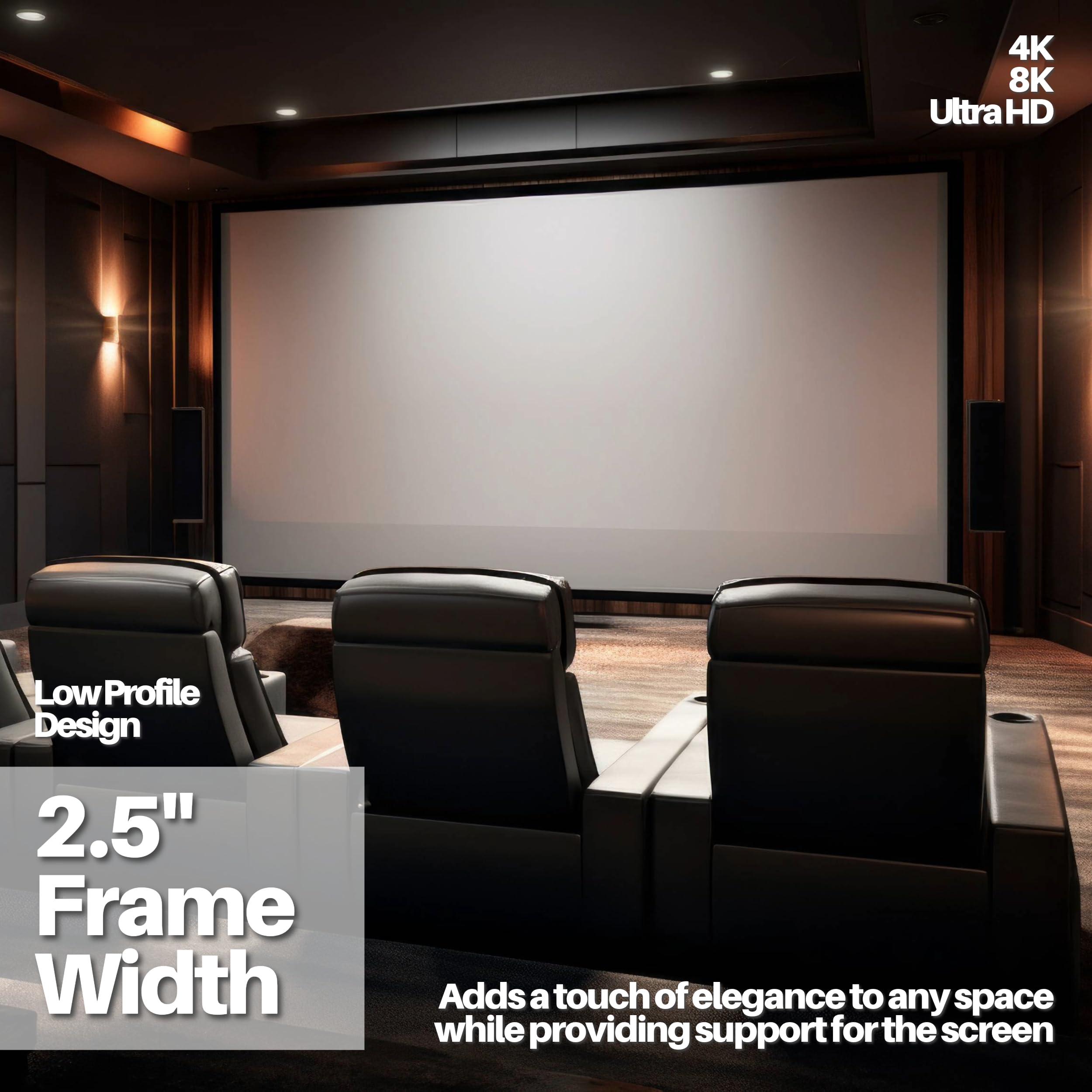 KHOMO GEAR KHOMO GEAR Fixed Frame Projector Screen - Matte 200 inch - Hang on Wall - 4K - 8K Ultra HD, HDTV, HDR & Active 3D, Ultra Short Throw - 16:9 Format