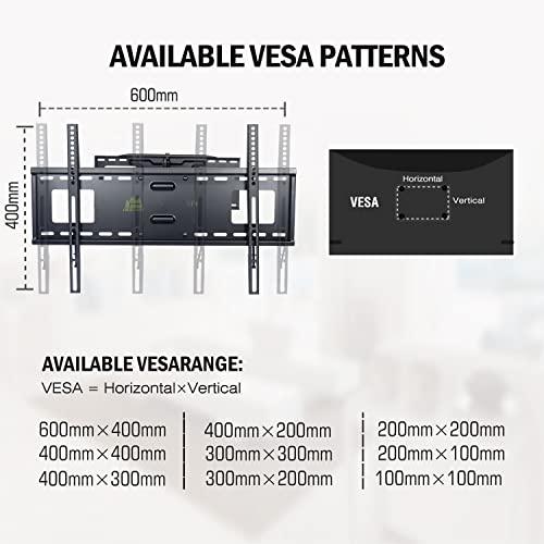 WHYFONE 48\'\' Extension Long Arm TV Wall Mount, WHYFONE Large TV Heavy Duty Full Motion TV Wall Mount Swivel Tilt Level Articulating, 37-80\'\'TV, Max VESA 600x400mm, 16\'\'18\'\'24\'\' Wood Studs/Concrete/Brick Wall