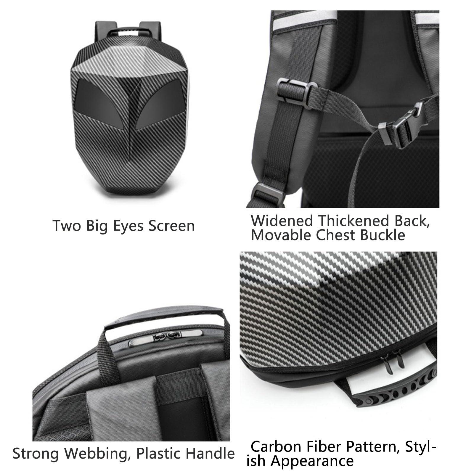 DirectNine Basics LED Backpack with Programmable Screen, APP Control Waterproof LED Hard Case Laptop Bag, USB Powered Motorcycle Backpack Travel Bag