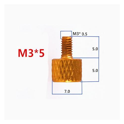 OLLWBYDM 1Pcs -20Pcs M3x4mm/5mm Colourful Aluminum Knurled Head Computer Case Screw Hand Tighten Thumb Screws (Color : Orange, Size : M3x5mm 5PCS)