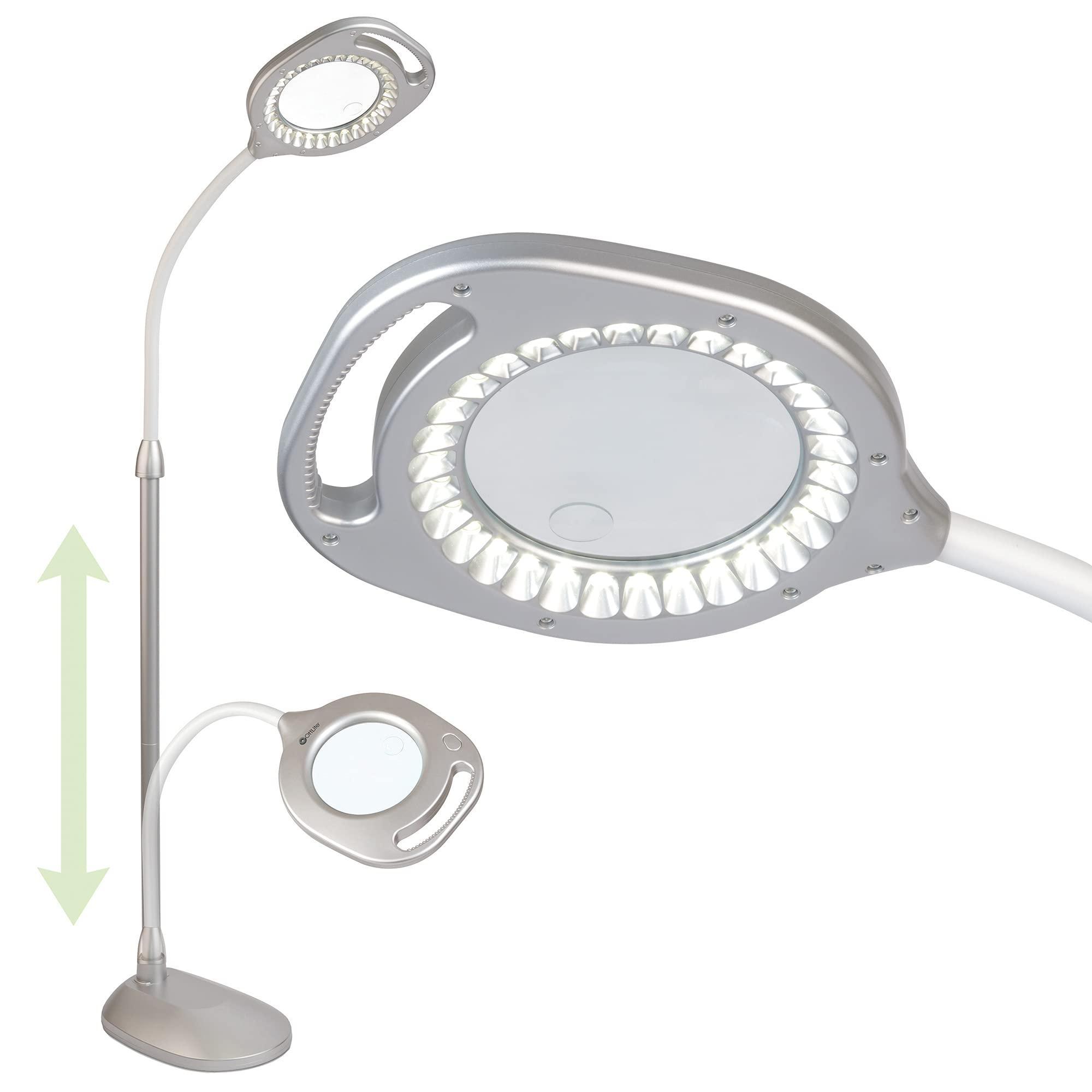 OttLite OttLite 2-in-1 LED Magnifier Light Floor and Table Lamps Optical Grade Hands-Free Magnifying LED Light, Modern Design for Crafting, Sewing, Reading, Needlework
