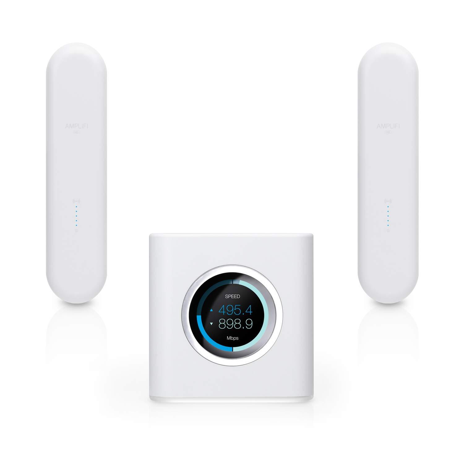 AmpliFi AmpliFi HD WiFi System by Ubiquiti Labs, Seamless Whole Home Wireless Internet Coverage, HD WiFi Router, 2 Mesh Points, 4 Gigabit Ethernet, 1 WAN Port, Ethernet Cable (AmpliFi HD UniBody)