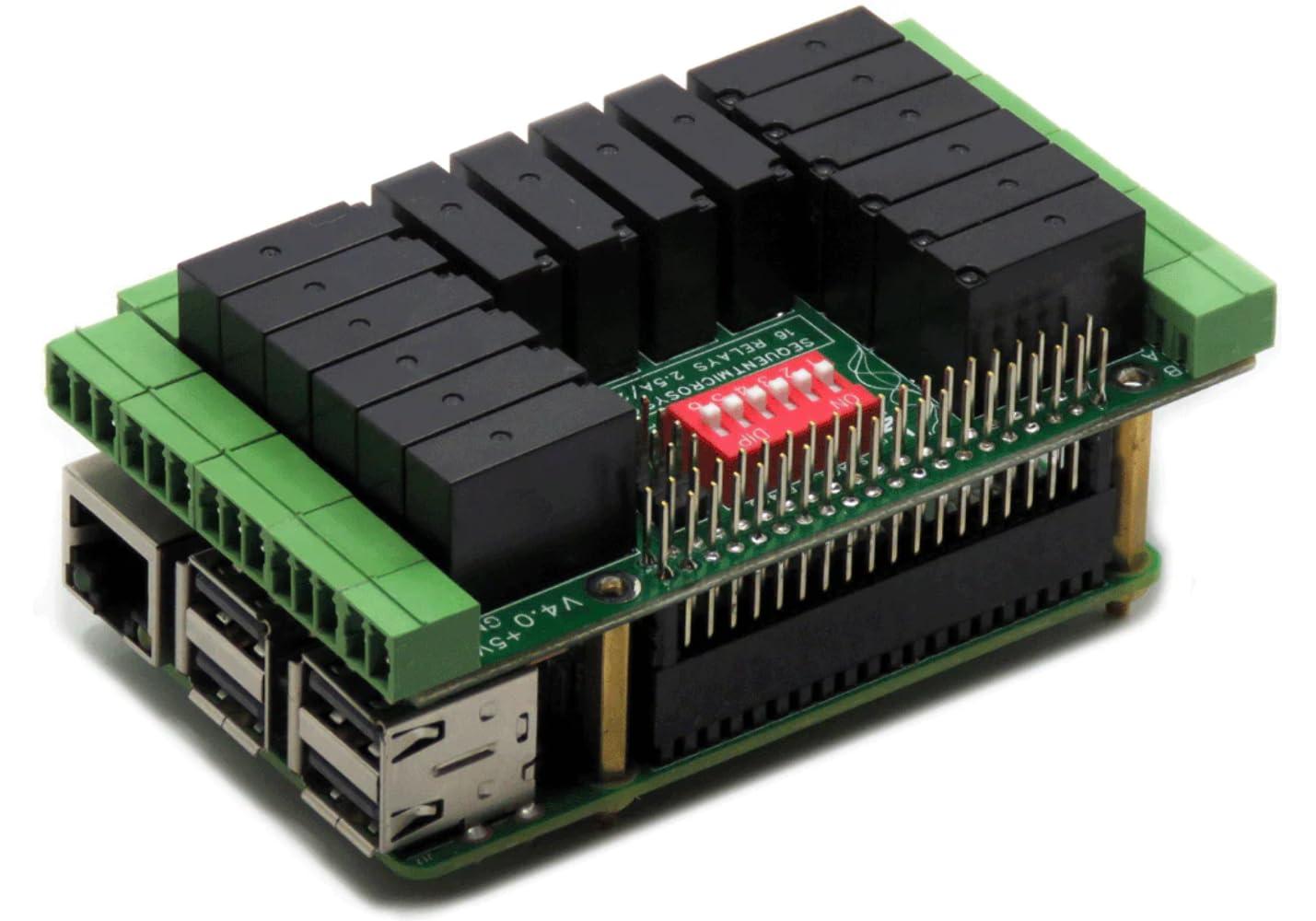 Sequent Microsystems Sixteen RELAYS 8-Layer Stackable HAT for Raspberry Pi