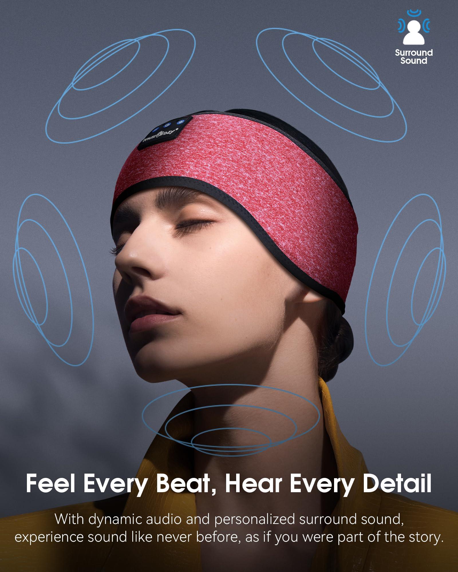 MUSICOZY MUSICOZY Sleep Headphones Bluetooth Headband, Sleep Mask With Bluetooth Sleep Headphones, Sports Sleeping Headphones Sleep Earbuds with Ultra-Thin HD Stereo Speakers Perfect for Insomnia Workout, Jogg