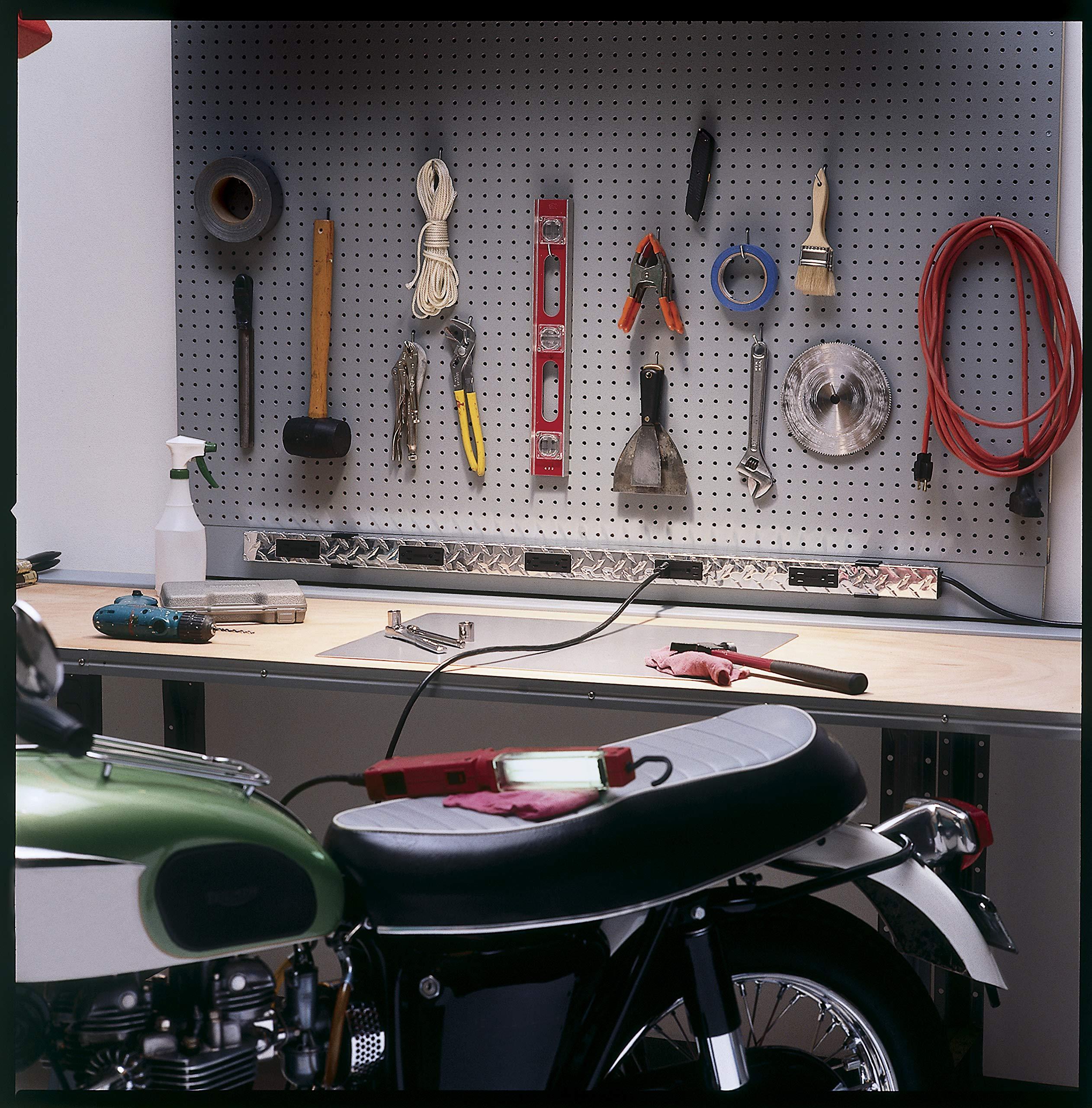 Legrand Legrand - Wiremold Power Strip, 10 Outlet Wall Mount Power Strip, Under Counter Power Strip, 4 Foot Wiremold Power Pole with Diamond Plate Power Strip Garage, PM48TC