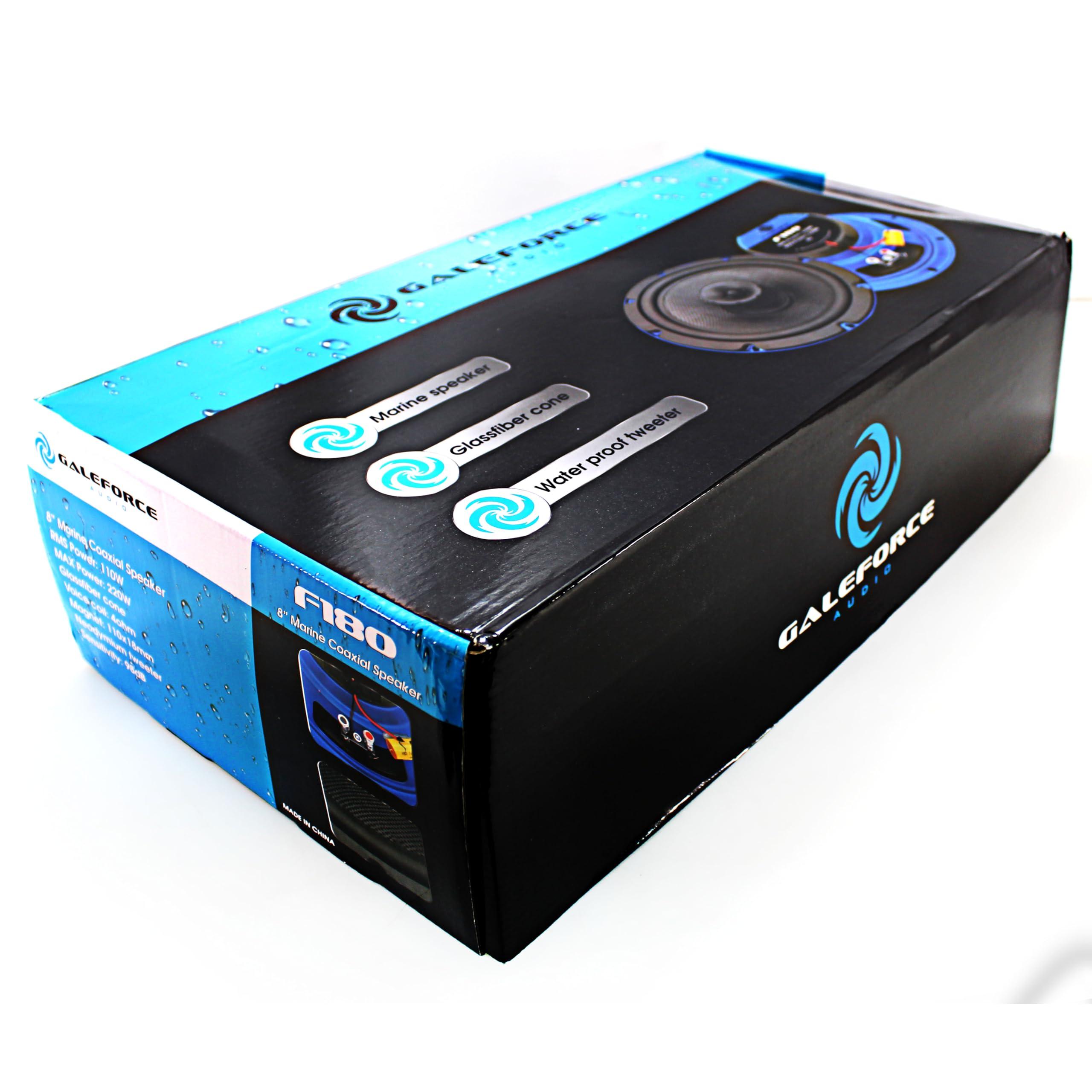 Galeforce Audio Galeforce Audio Pair of 8"" Coaxial 200W Max Midrange Marine Speakers, Blue