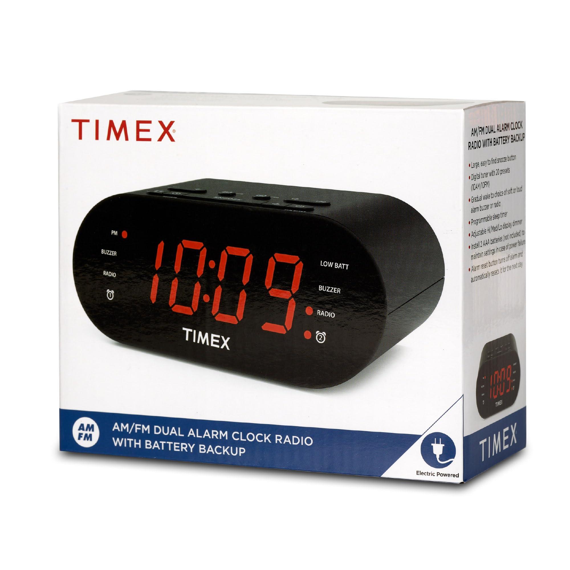 Timex Timex T231G AM/FM Dual Alarm Clock Radio with 1.2-Inch Display and Line-In Jack (Gunmetal)