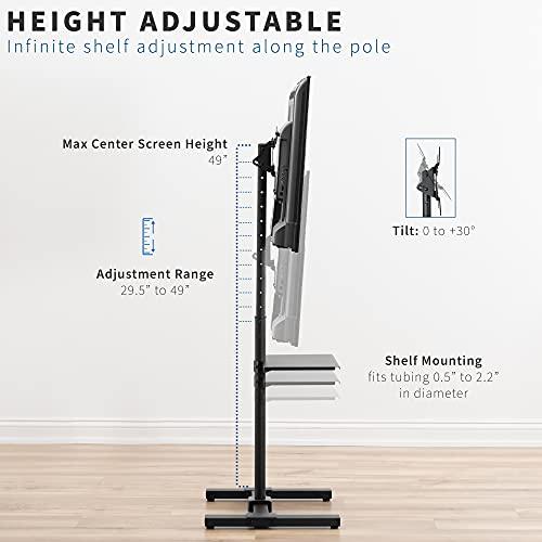 VIVO VIVO TV Floor Stand for 13 to 50 inch Flat Panel LED LCD Plasma Screens, Portable Display Height Adjustable Mount with Storage Shelf, 50 inch Tall, Black, STAND-TV07-S