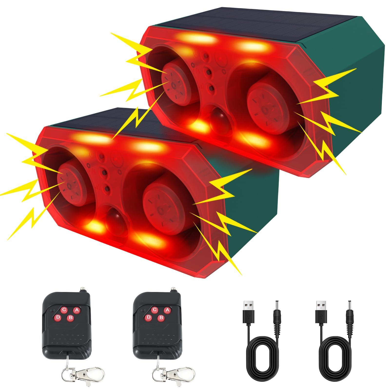 ChunHee ChunHee Solar Outdoor Motion Sensor Alarm,Dog Barking Alarm & Support Recording,Volume,13 Sounds,130dB Loud Motion Sensor Noise Maker,Motion Activated Alarm for Deer,Bear,Intruder