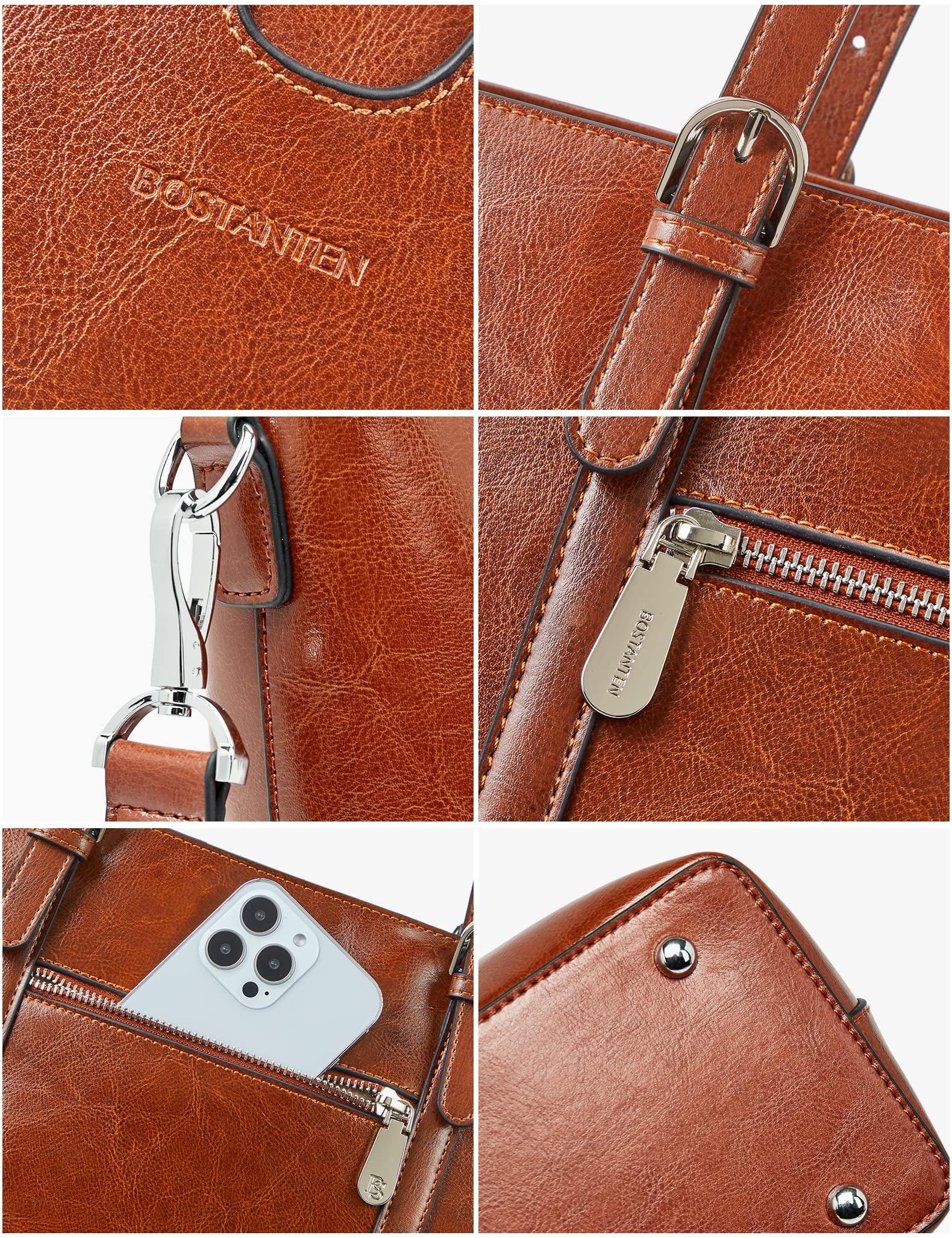 BOSTANTEN BOSTANTEN Womens Leather Laptop Tote & Womens Leather Wallets