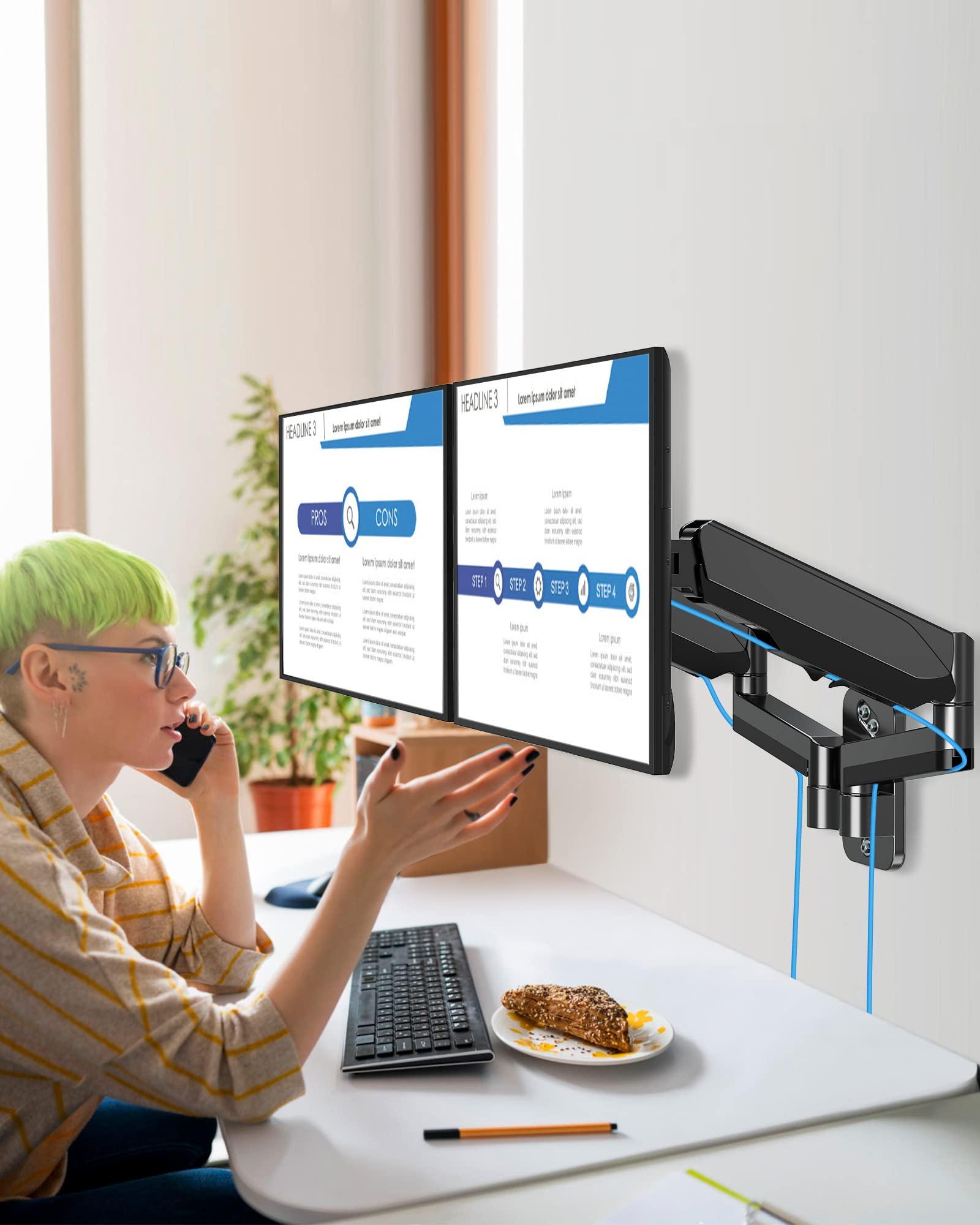 MOUNTUP MOUNTUP Dual Monitor Wall Mount Bundle with Dual Monitor and Laptop Desk Mount for VESA Bracket 75x75mm/100x100mm